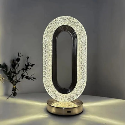 Rechargeable Luxury Oval Shaped Crystal Table Lamp With 3 Colors Touch Control