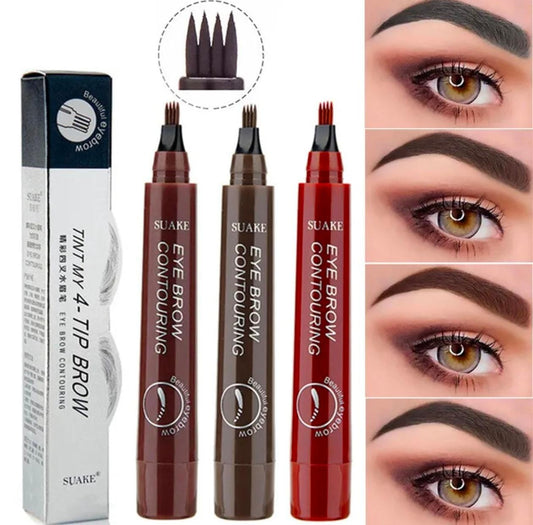 Eyebrow Pen Waterproof 4-Fork Tip Eyebrow Tattoo Pencil Long Lasting Professional Fine Sketch Liquid Eye Brow Pencil